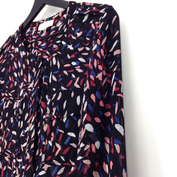 TWO by VINCE CAMUTO Masquerade Print Sheer Blouse - Picture 2 of 8